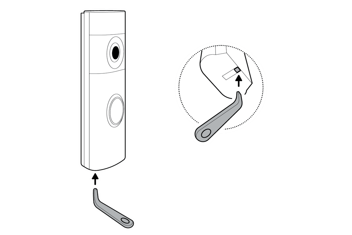 Diagram showing the use of the security tool to remove the faceplate