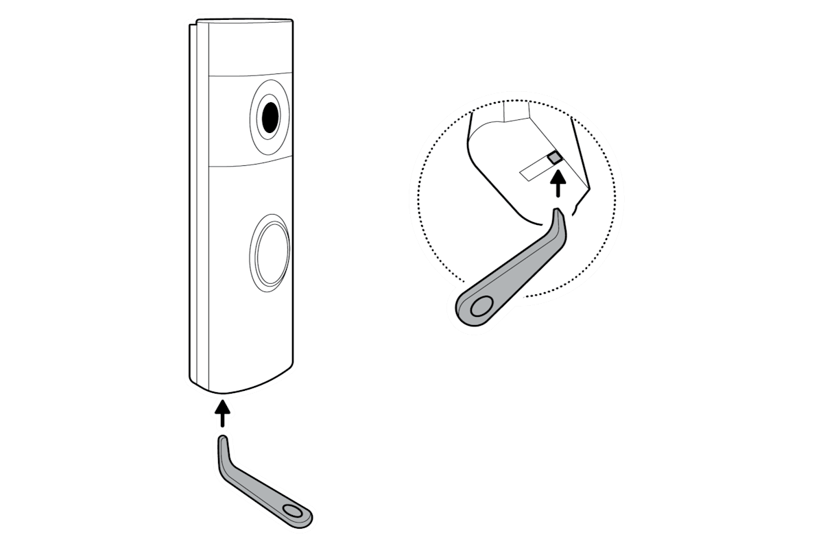 Diagram showing the use of the security tool to remove the faceplate