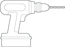 Illustration of a battery powered drill for use during installation.