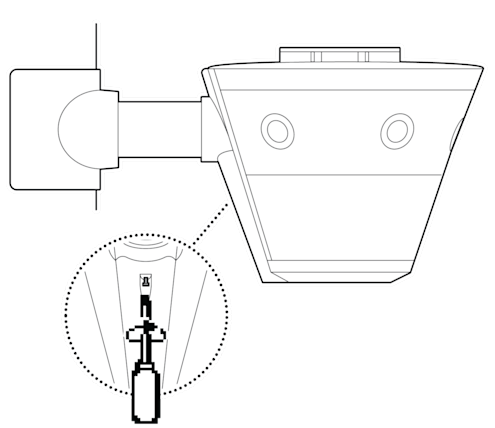 An illustration of the camera mounting cover screw being tightened.