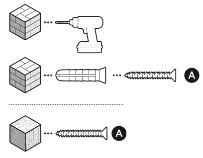 Illustration showing how to install the wedge or corner kits if on stucco, brick, or concrete.