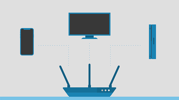A router connected to many devices