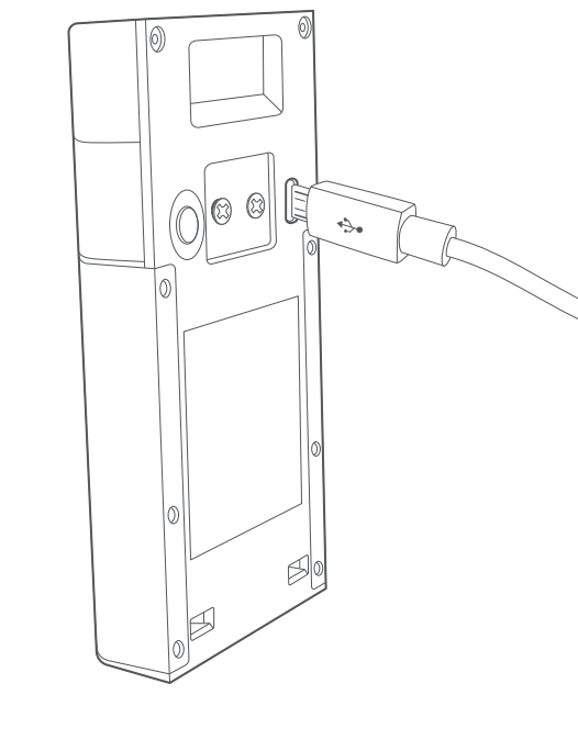 Diagram of the back of a Ring Video Doorbell (2nd Generation) and micro-USB cable.