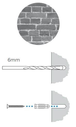 Illustration of drilling the holes to mount a doorbell on a masonry (concrete, brick, or stucco) surface.