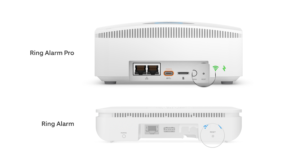 Reset button location for Ring Alarm and Ring Alarm Pro