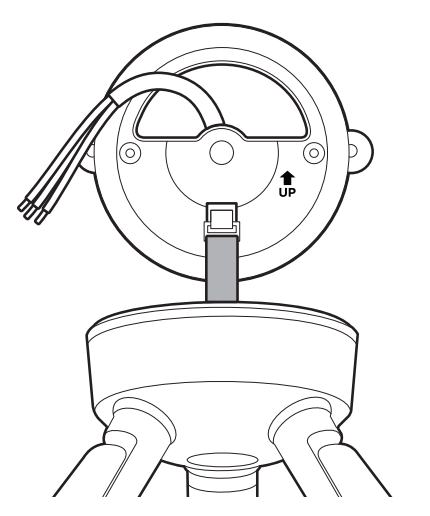 Illustration of how to use the nylon strap on the back of your camera fixture to hook it onto the mounting plate.