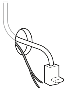Illustration showing if connecting to an in-home chime, route the doorbell wiring through the hole.