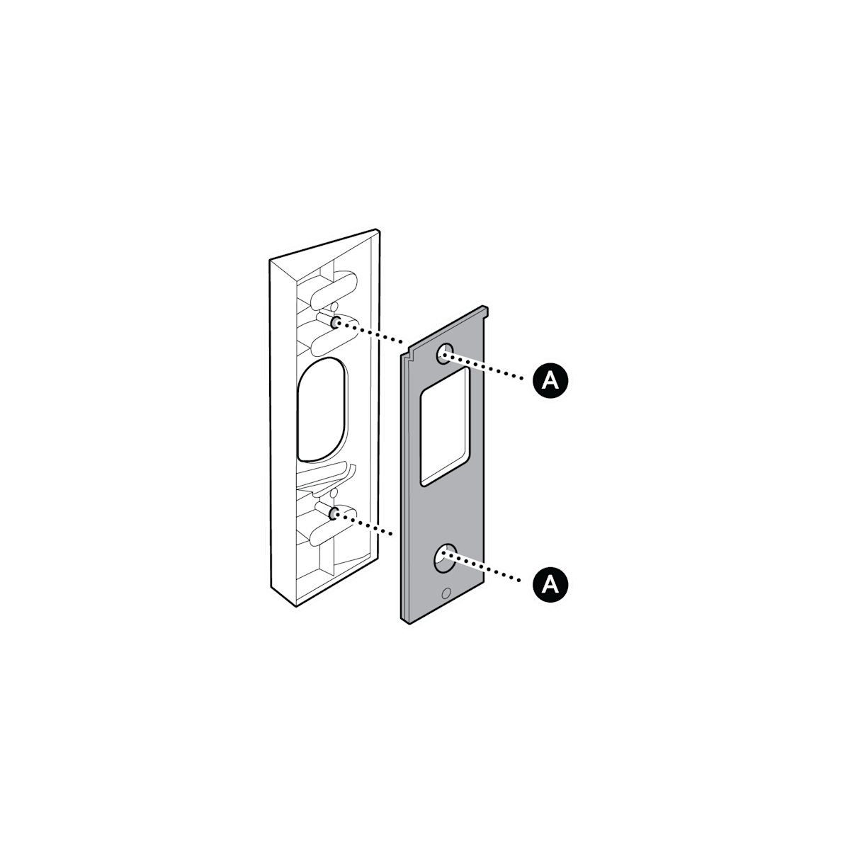 Illustration for No Drill Mount (2nd Gen) for Battery Doorbells  - Attach your doorbell’s mounting bracket using the two included mounting screws.