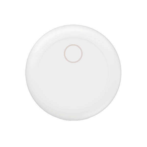 A circular sensor with a blue LED light at the top flashing three times.