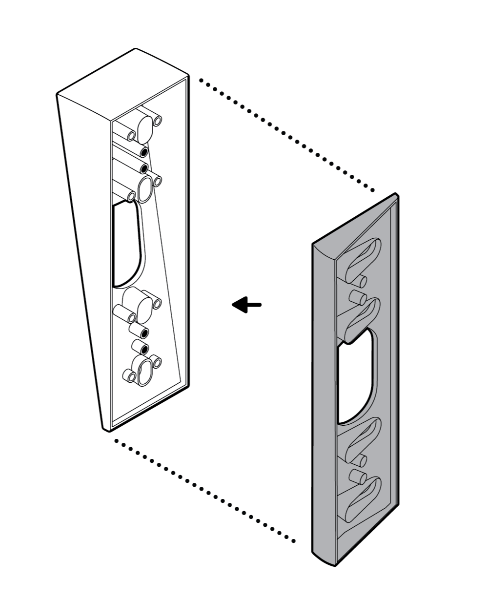 Illustration to show stacked wedge and corner mounts.