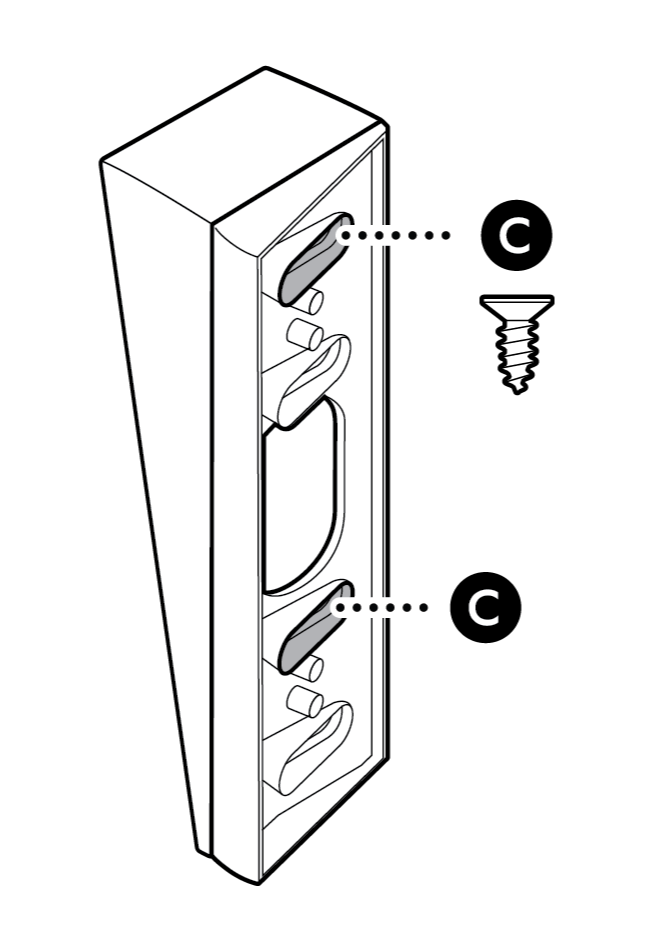 Illustration to show screws to use with one wedge mount and one corner mount.