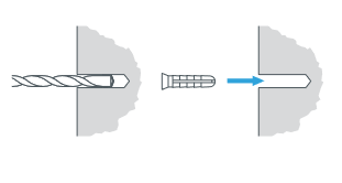 Illustration showing how to best install screws in masonry.