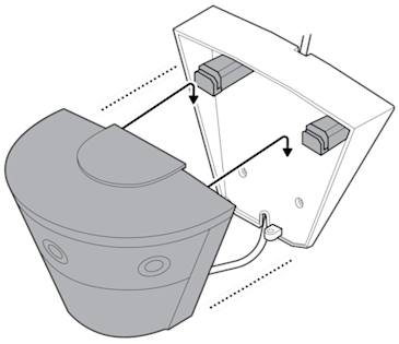 An illustration of the device being mounted onto the mounting plate of the tilt mount.