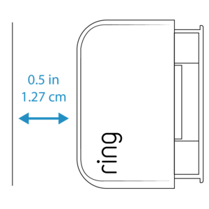 Diagram showing spacing of 0.5 in or 1.27 cm measurement with double arrow from the Outdoor Contact sensor 