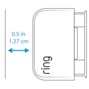 Diagram showing spacing of 0.5 in or 1.27 cm measurement with double arrow from the Outdoor Contact sensor 