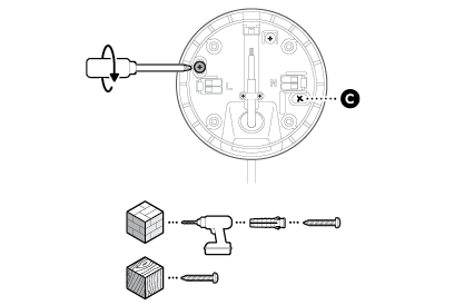 Assembly diagram showing installation steps for hardwired kit