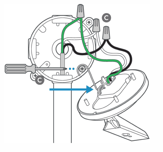 Illustration of hardwiring installation for Ring Cameras in plastic junction boxes.