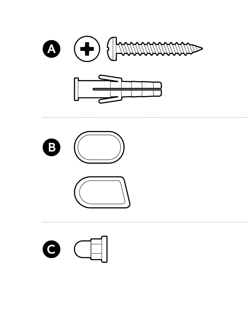Illustration of the screws and wall plugs included with Floodlight Cam (2nd Gen).