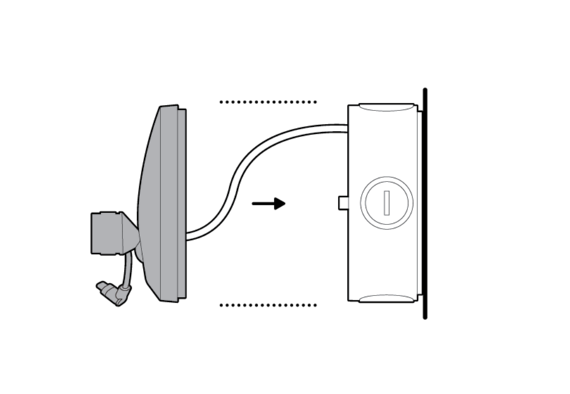 Illustration to show closure of the junction box by placing the cover mount over it.