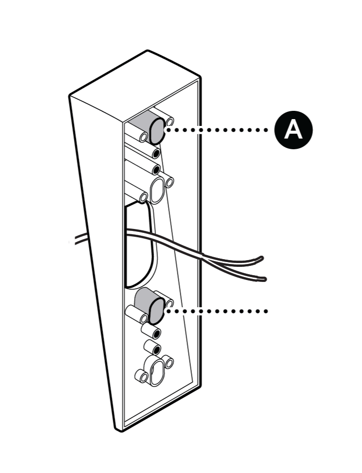 Illustration to show how to install the mount over your doorbell wires or on the wall with the included screws.