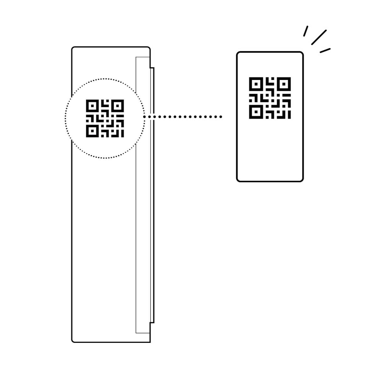 Illustration showing the position of the QR code on the side of the Window & Door Sensor.