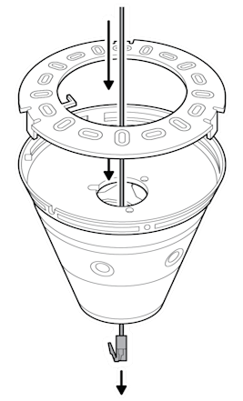 An illustration of the Ethernet cable being routed through a slot on the camera.