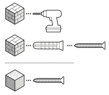 Illustration showing how to install the wedge or corner kits if on stucco, brick, or concrete.