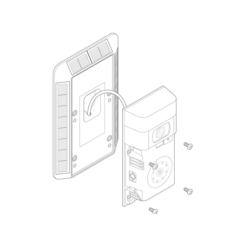 Illustration connecting Solar Charger to doorbell with a built-in battery.