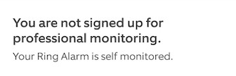 Ring Alarm self-monitoring status notification screen.