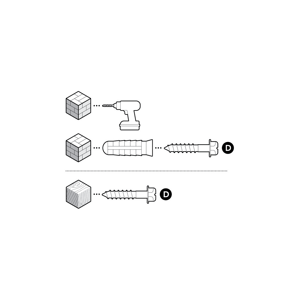 Drill template with D screws 