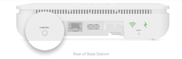 Rear of Ring Alarm Base Station showing the pairing button