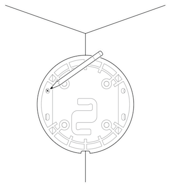 An illustration of screw holes being marked with a pencil, using the mounting plate as a guide.
