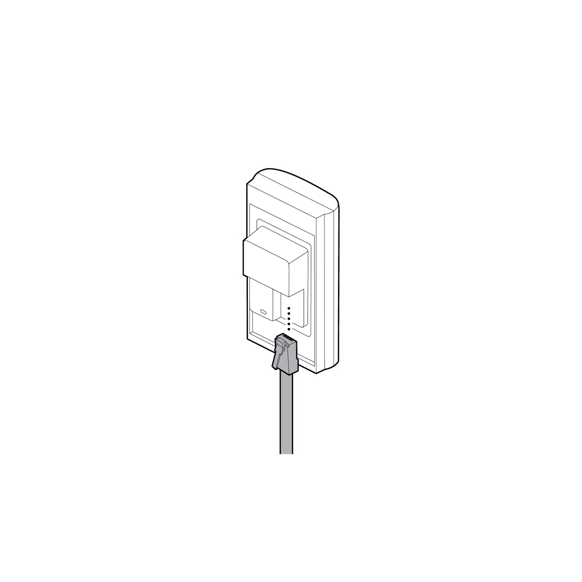 Illustration of Wired Doorbell Elite (2nd Gen) installation - Plug the Ethernet cable into the back of your doorbell.