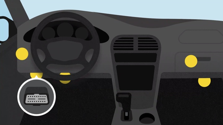 Illustration showing the possible locations of the OBD II Port depending on vehicle make and model.