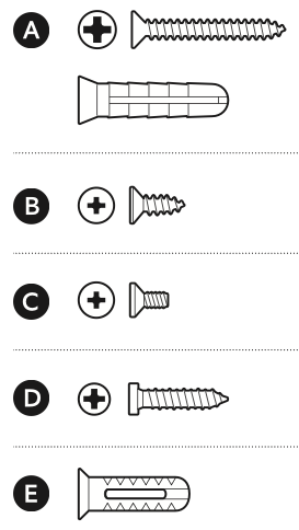 Illustration of the hardware included for installation of Wired Doorbell Pro 3rd Gen POE.