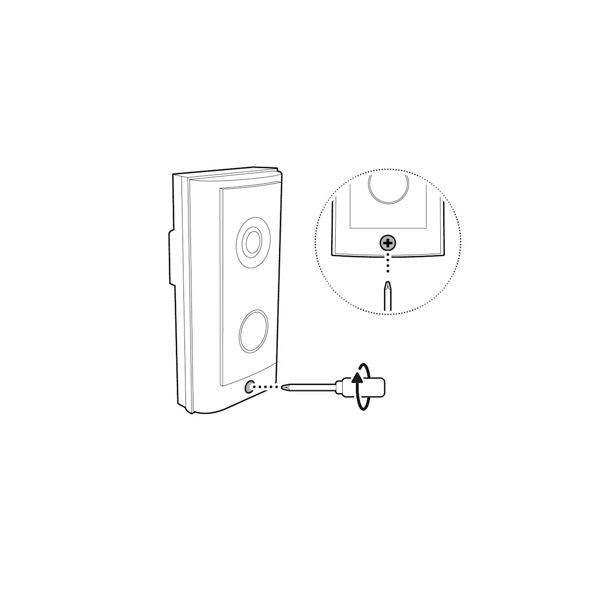Illustration of Wired Doorbell Elite (2nd Gen) installation - Tighten the security screws.