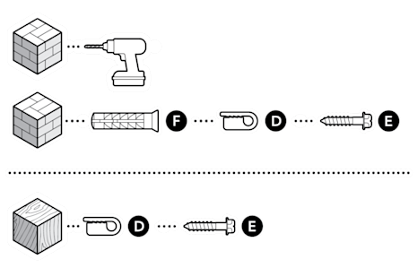 An example of the provided screws and anchors for installing the power cable screws into stucco, brick, or concrete.