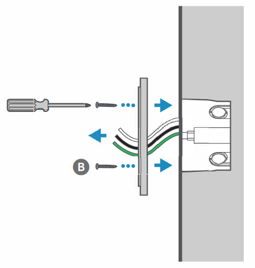 Illustration of the mounting bracket being attached to the wall.
