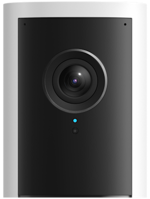 Outdoor Cam Pro during a recording event, showing a solid blue light.