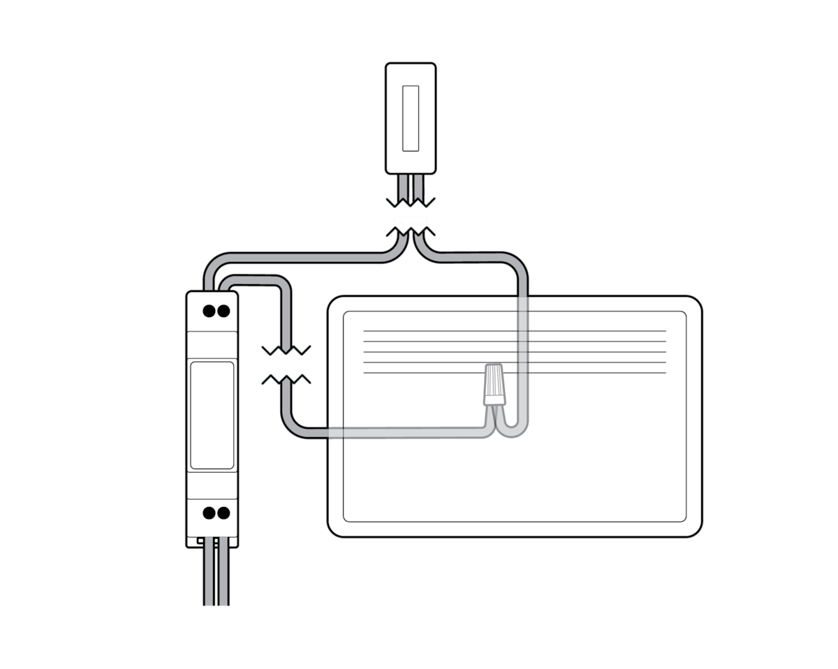 Illustration show show connecting power to the bottom L & N terminals and the doorbell to the positive and negative terminals.