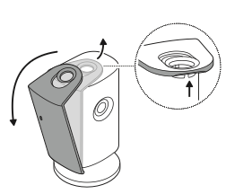 Illustration of how to lift from the top to detach.
