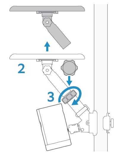 Technical diagram showing removing Solar Panel and placing the pole cap over the opening.
