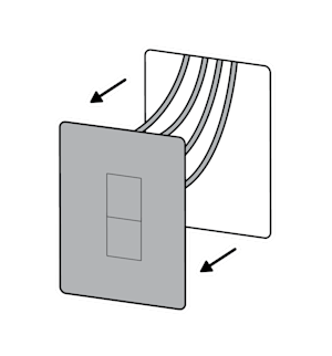 Illustration to show the removal of the existing wall plate and the three wires.