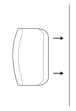 Illustration showing to hold the Motion Detector (3rd Gen) to the wall and press to attach.