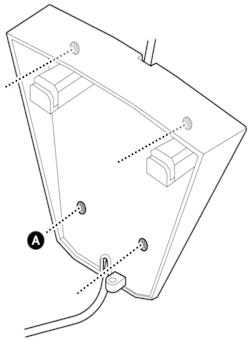 An illustration of the mounting plate being installed using the included screws, labeled A.