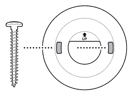 Illustration showing to secure the mounting plate to the wall using the included screws. 