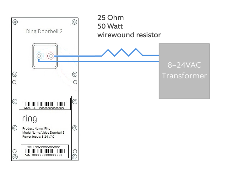 Ring Video Doorbell 2 directly connecting to transformer.