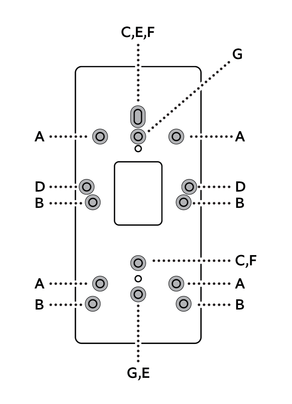 Diagram to show the correct rubber plugs to remove according to your doorbell