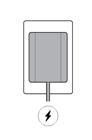 Illustration to show plugged in power adapter receiving power.