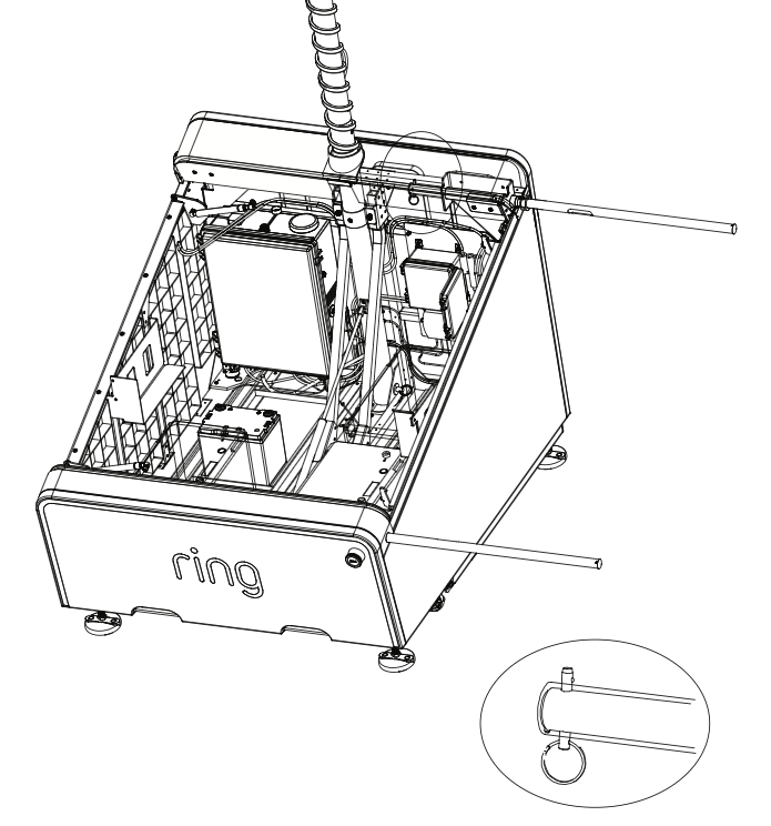 An illustration of the set pin being inserted into the aluminum tubes.